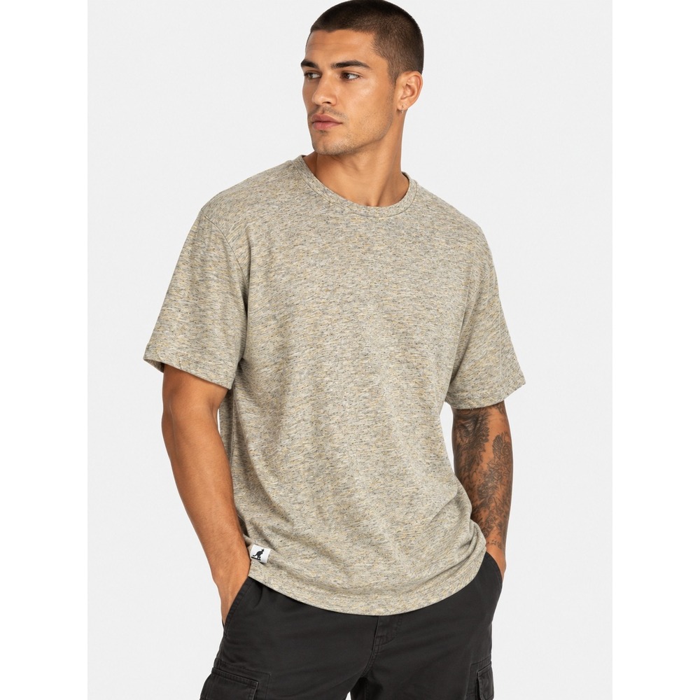 Kangol Space Dye Marl Crew Neck T-Shirt Gray Yellow Size M